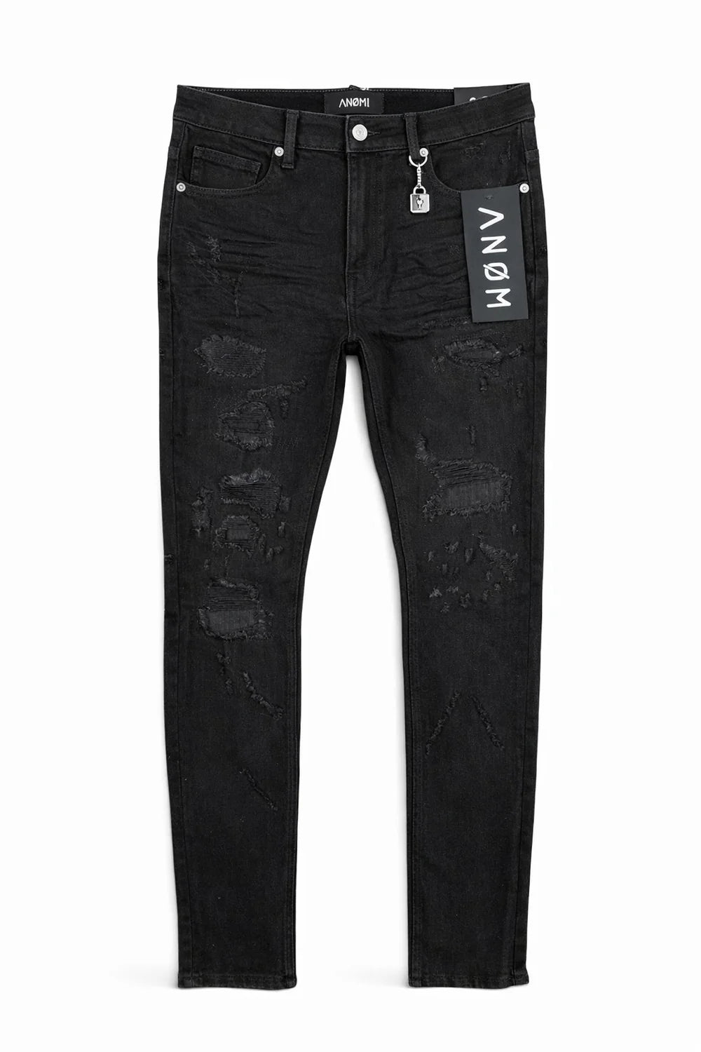 Anom Cryptic Slim Fit in Jet Black denim — front view