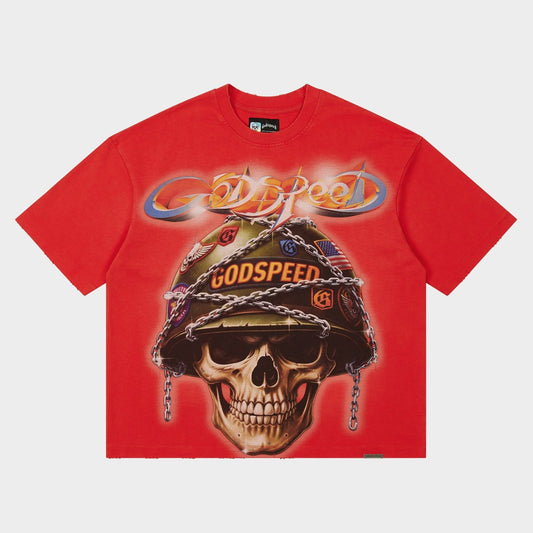 Godspeed - Badges Of Honor Tee - Cherry — front view