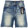 Anom Frame Short in VTG Blue Wash denim — front view