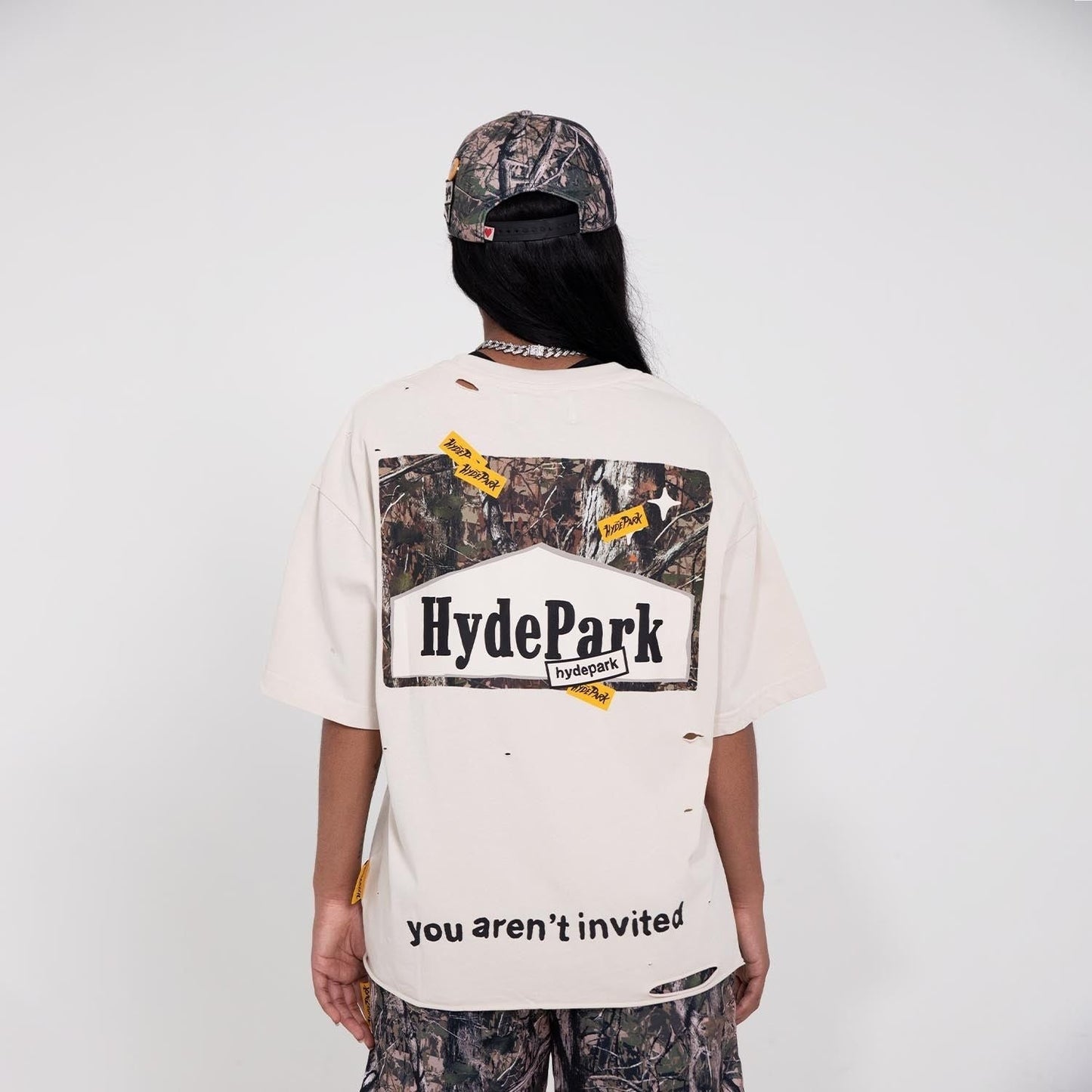 Hyde Park - Ciggy Cig Forest Camo Tee - Cream — front view