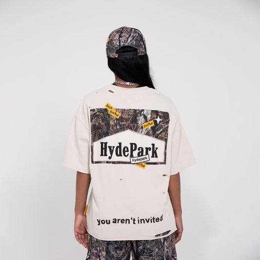 Hyde Park - Ciggy Cig Forest Camo Tee - Cream — front view