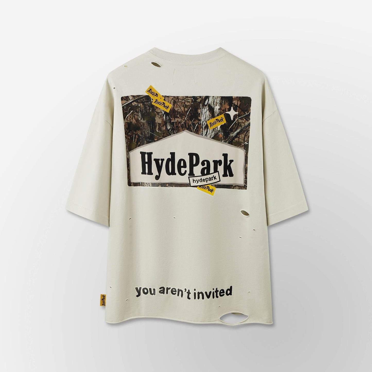 Hyde Park - Ciggy Cig Forest Camo Tee - Cream — front view