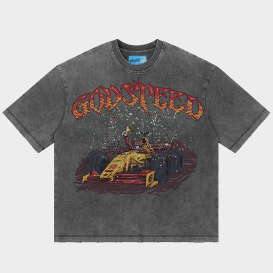 Godspeed - F1 Dreams Tee - Grey Wash — front view