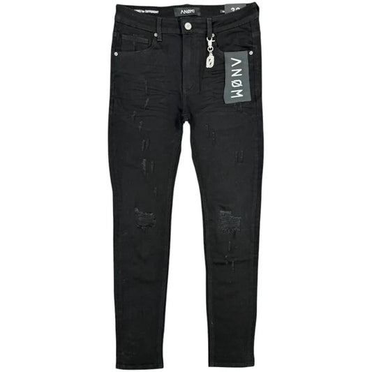 Anom Veld Skinny Fit in Jet Black denim — front view
