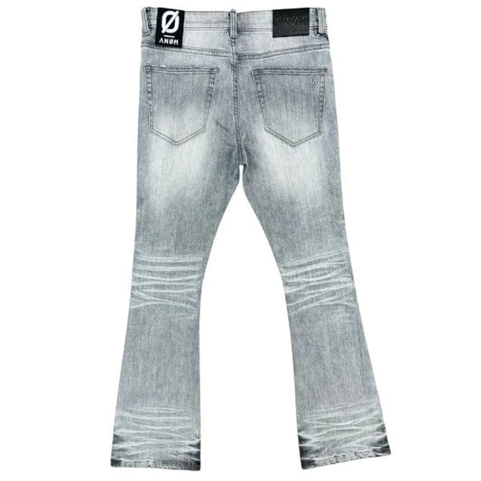Anom Aura Stacked Fit in Light Gray Wash denim — front view