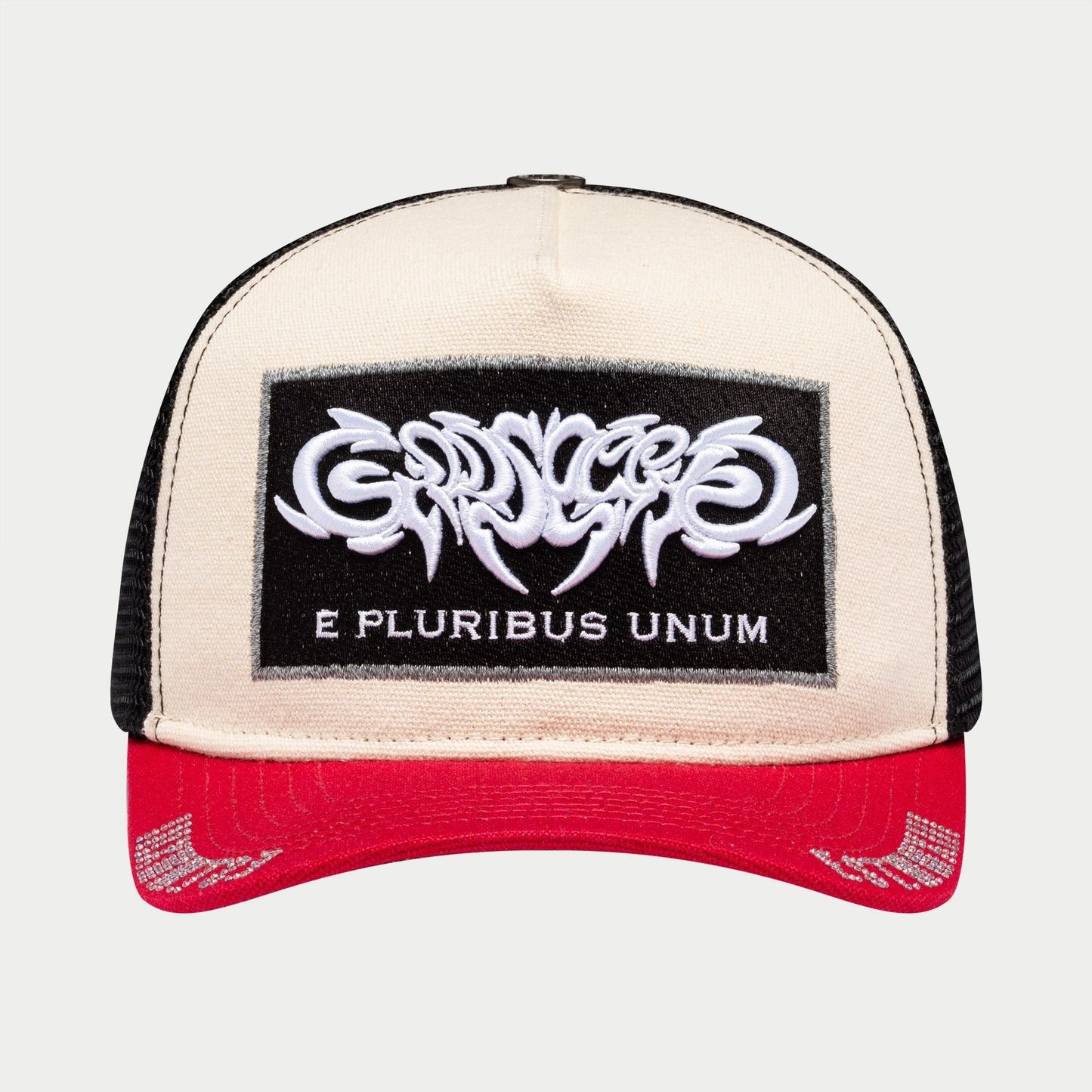 Godspeed - GS E Pluribus Trucker Hat - White/Red — front view