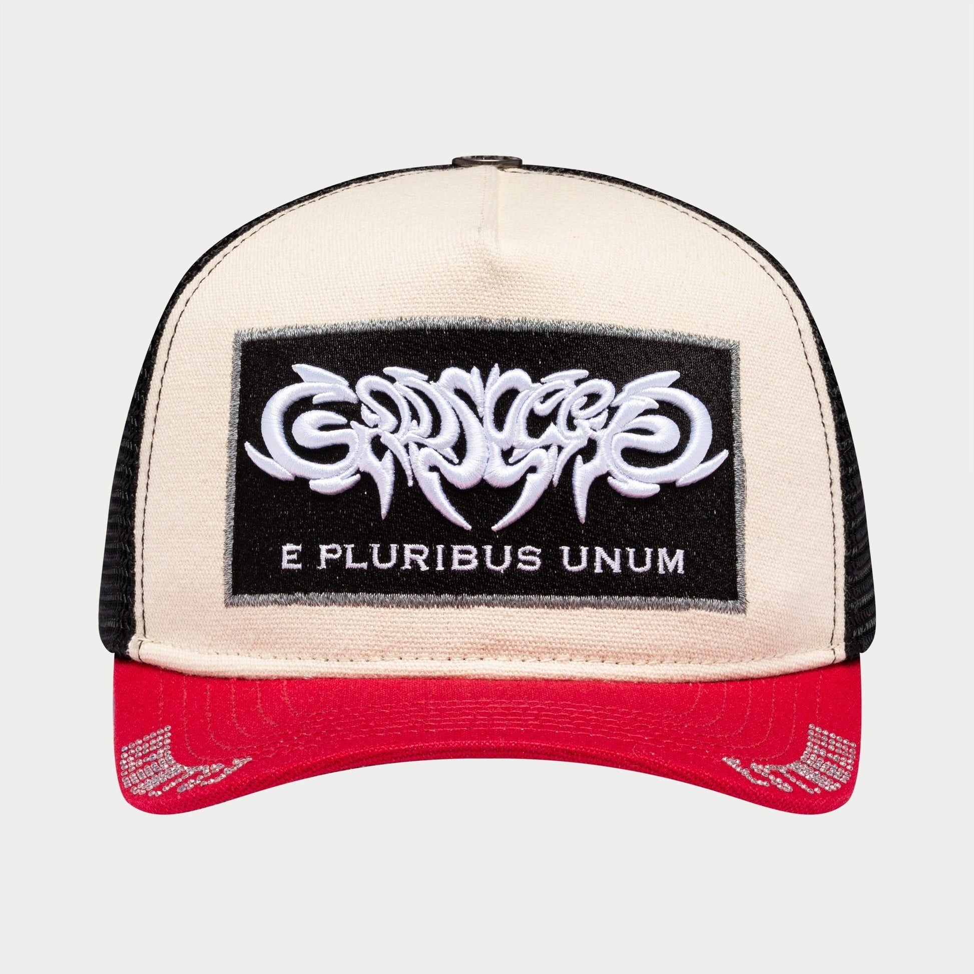 Godspeed - GS E Pluribus Trucker Hat - White/Red — front view