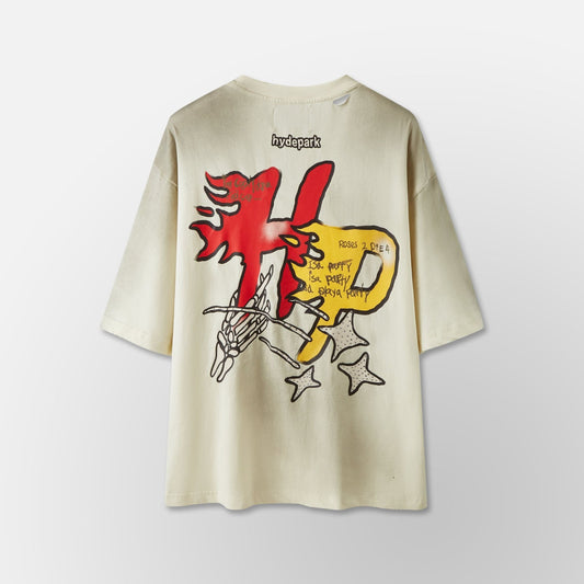 Hyde Park - HP Star Tee - Cream — front view