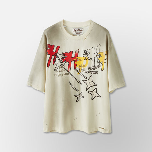 Hyde Park - HP Star Tee - Cream — front view