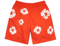 Denim Tears Cotton Wreath Sweatshorts - Dark Orange — Tremaine Emory Cotton Wreath signature, fleece sweatshort, front view