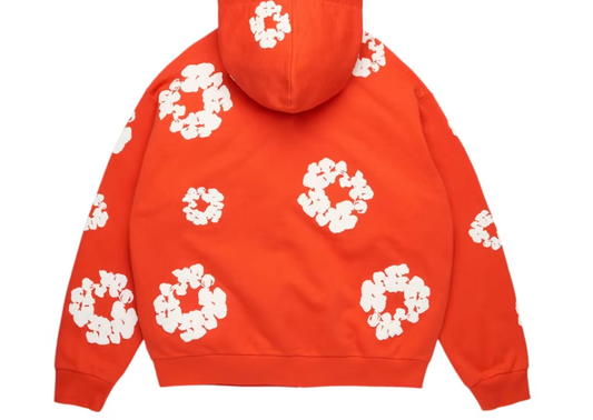 Denim Tears Cotton Wreath Zip Hoodie - Dark Orange — Tremaine Emory Cotton Wreath signature, pullover hoodie, front view