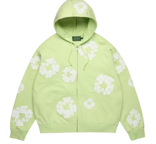 Denim Tears Cotton Wreath Zip Hoodie - Mint — Tremaine Emory Cotton Wreath signature, pullover hoodie, front view