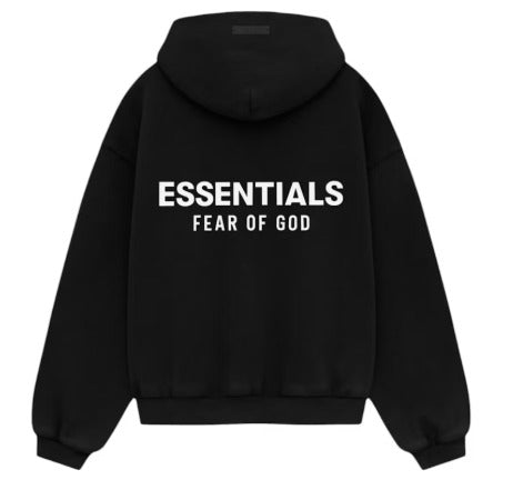 Fear of God Essentials - Kids Fleece Hoodie - Black — front view