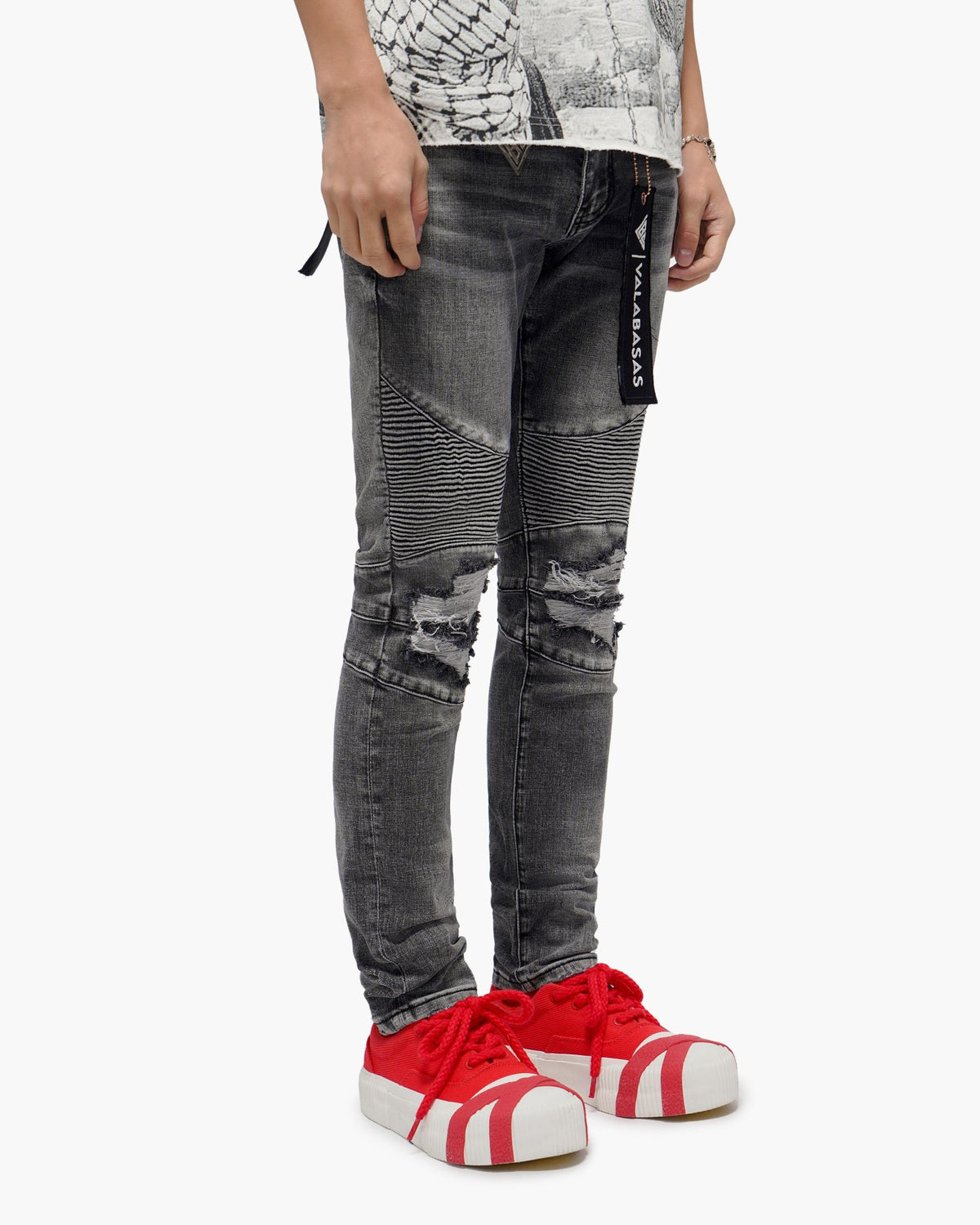 Valabasas - Mr. Biker Skinny Jeans - Grey — front view