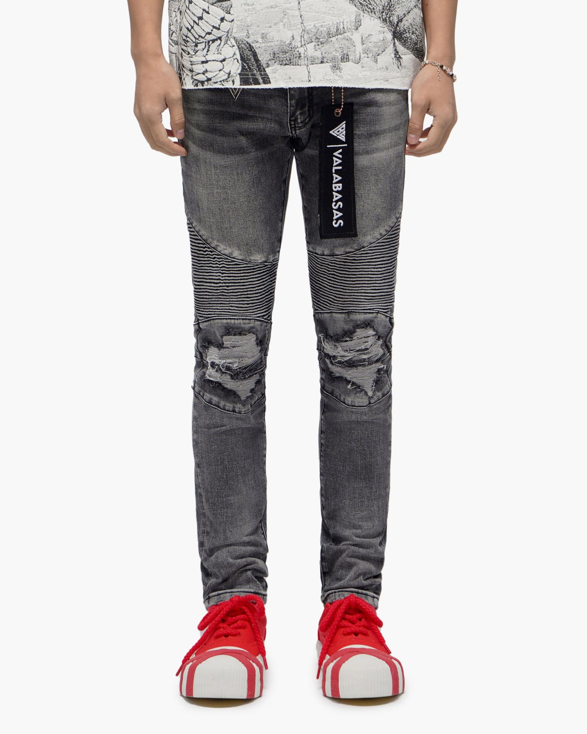 Valabasas - Mr. Biker Skinny Jeans - Grey — front view
