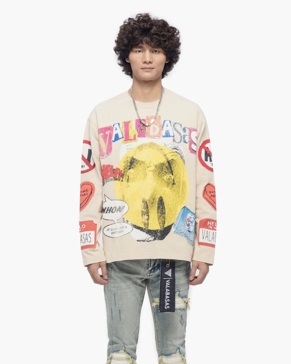 Valabasas - My Name Is Long Sleeve Tee - Cream — front view