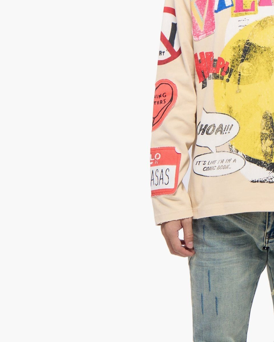 Valabasas - My Name Is Long Sleeve Tee - Cream — front view