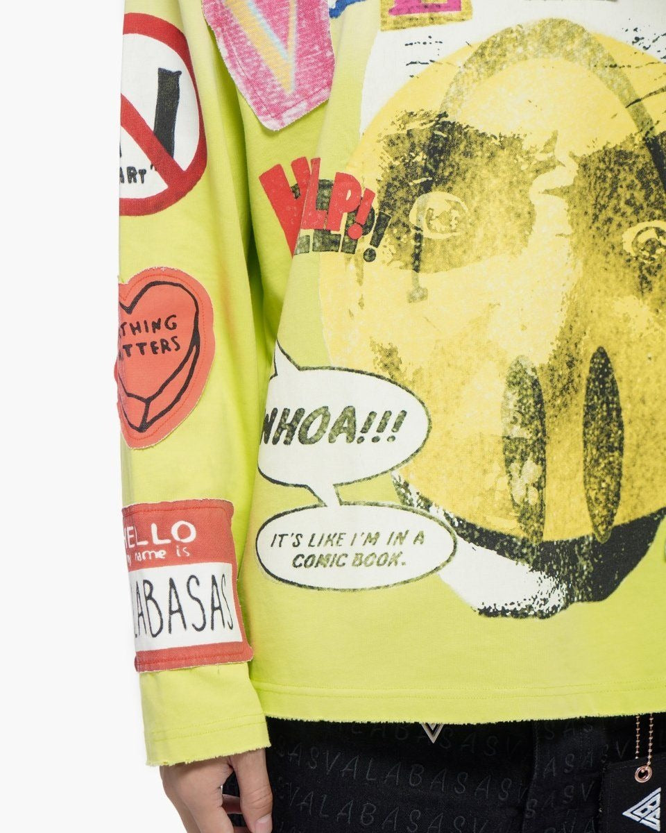 Valabasas - My Name Is Long Sleeve Tee - Highlighter — front view