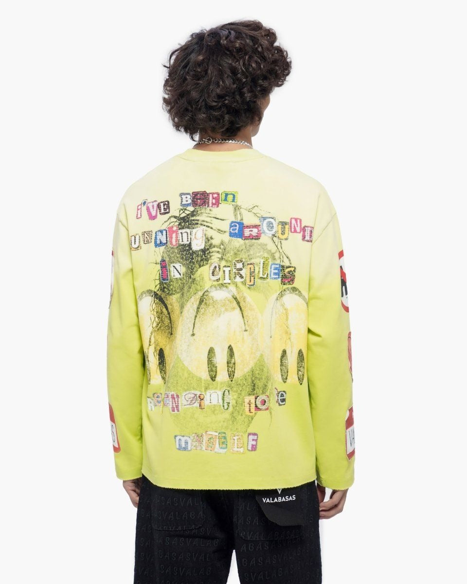 Valabasas - My Name Is Long Sleeve Tee - Highlighter — front view