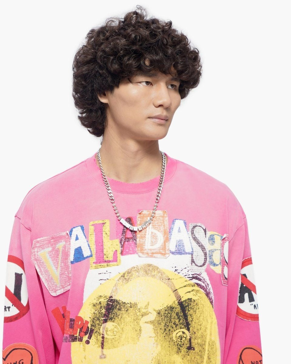 Valabasas - My Name Is Long Sleeve Tee - Hot Pink — front view