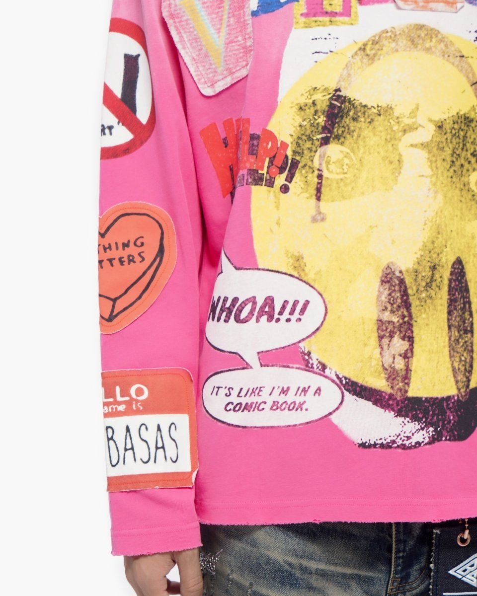 Valabasas - My Name Is Long Sleeve Tee - Hot Pink — front view