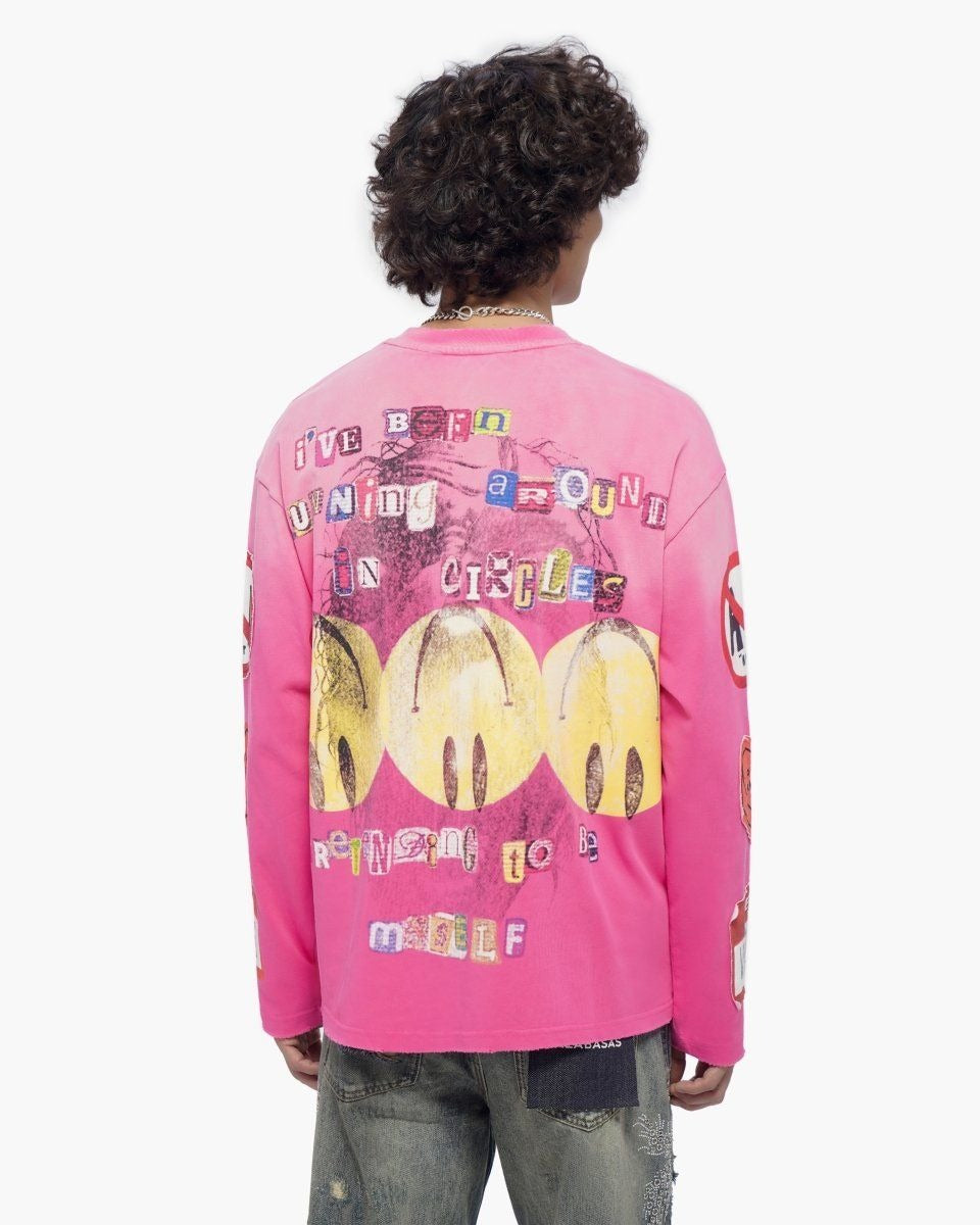 Valabasas - My Name Is Long Sleeve Tee - Hot Pink — front view