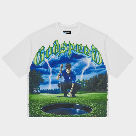 Godspeed - No Mulligans Tee - White — front view