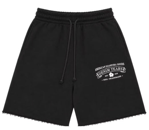 Denim Tears - ADG Sweatshort - Black/White — front view