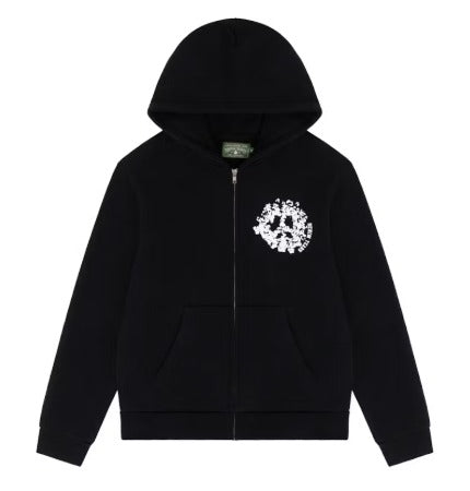Denim Tears - Denim University Zip Hoodie - Black/White — front view