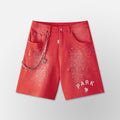 Hyde Park - Studded Park Velocity Denim Short - Red — front view