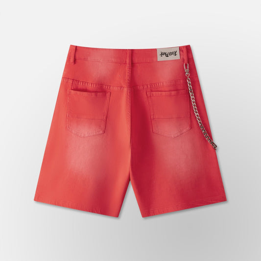 Hyde Park - Studded Park Velocity Denim Short - Red — front view