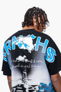 TRNCHS Forged From Bone Tee - Black — TRNCHS militant-streetwear heavyweight, short-sleeve cotton tee, front view