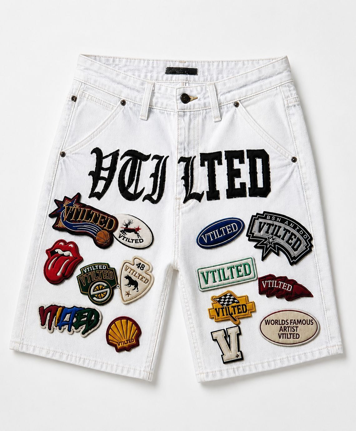 Vtilted - "Scouts" Jorts - White — front view