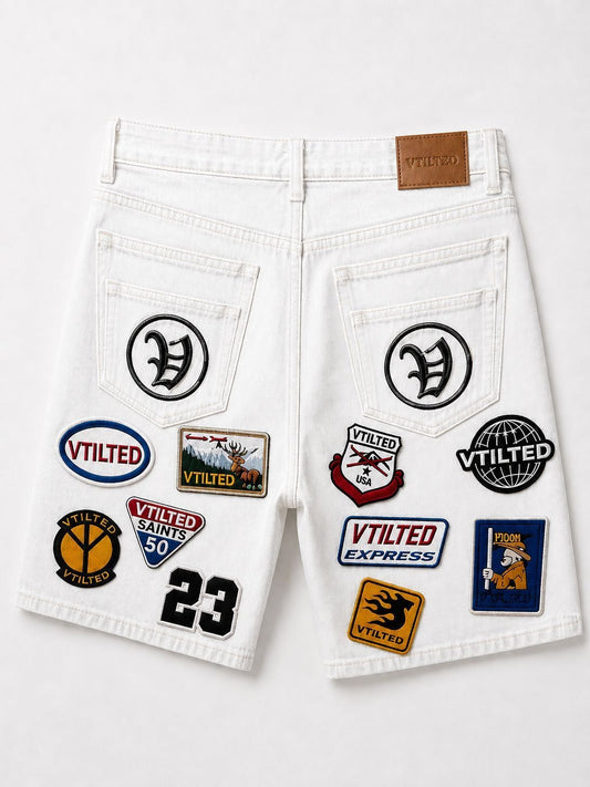 Vtilted - "Scouts" Jorts - White — front view