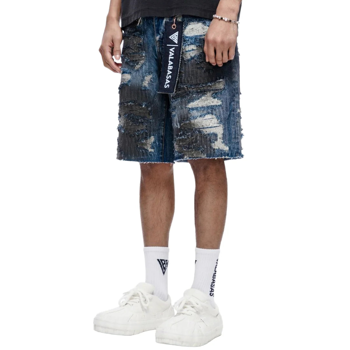 Valabasas - Incise Denim Shorts - Incise - Dark Blue