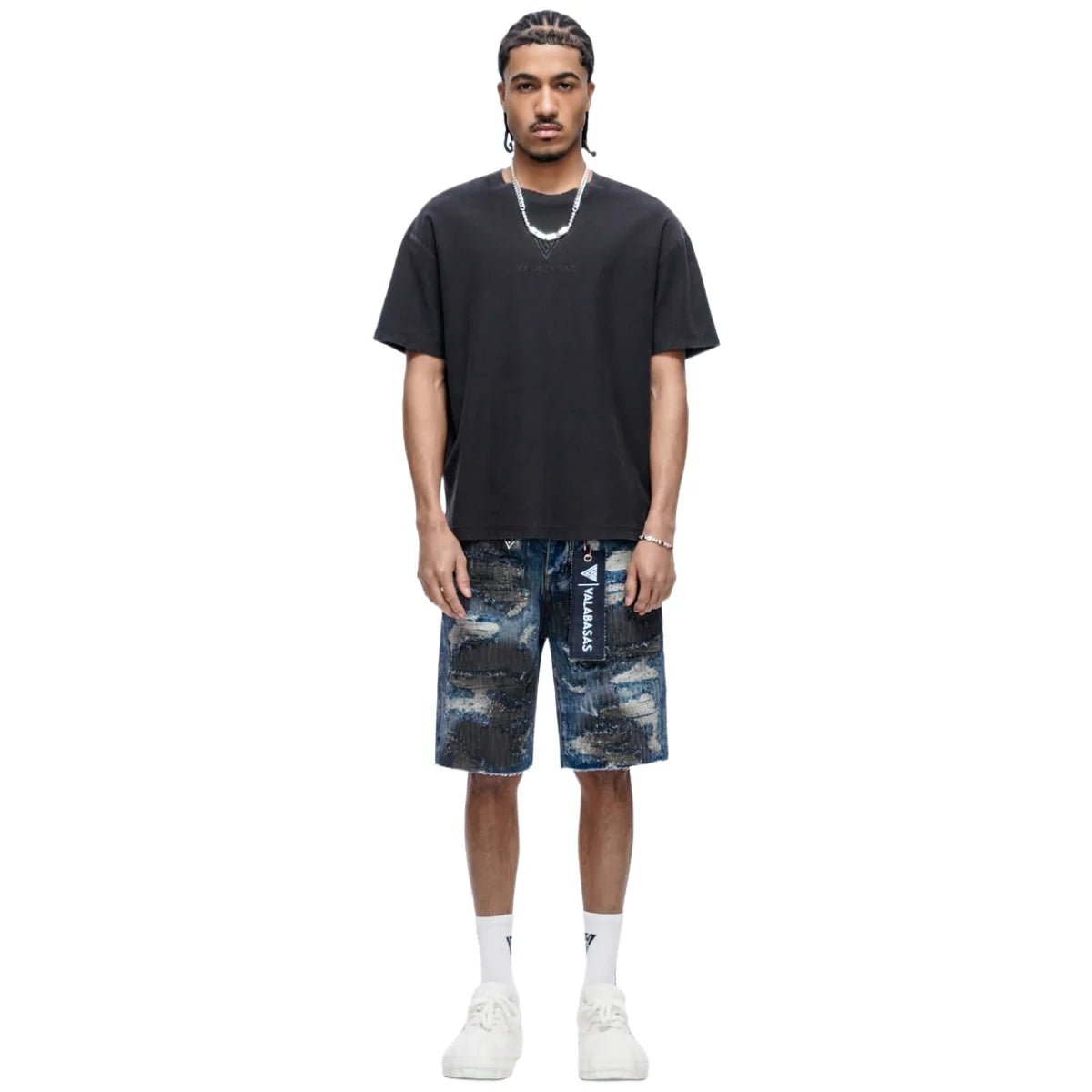 Valabasas - Incise Denim Shorts - Incise - Dark Blue
