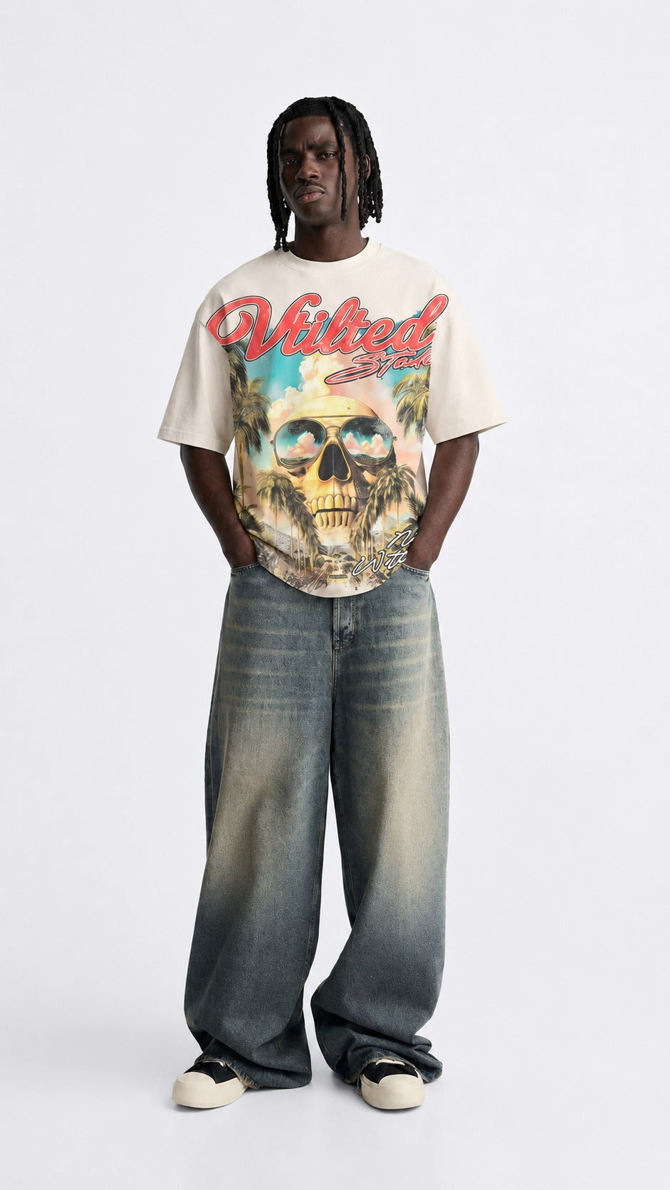 Vtilted - "Palms" Tee - White — front view