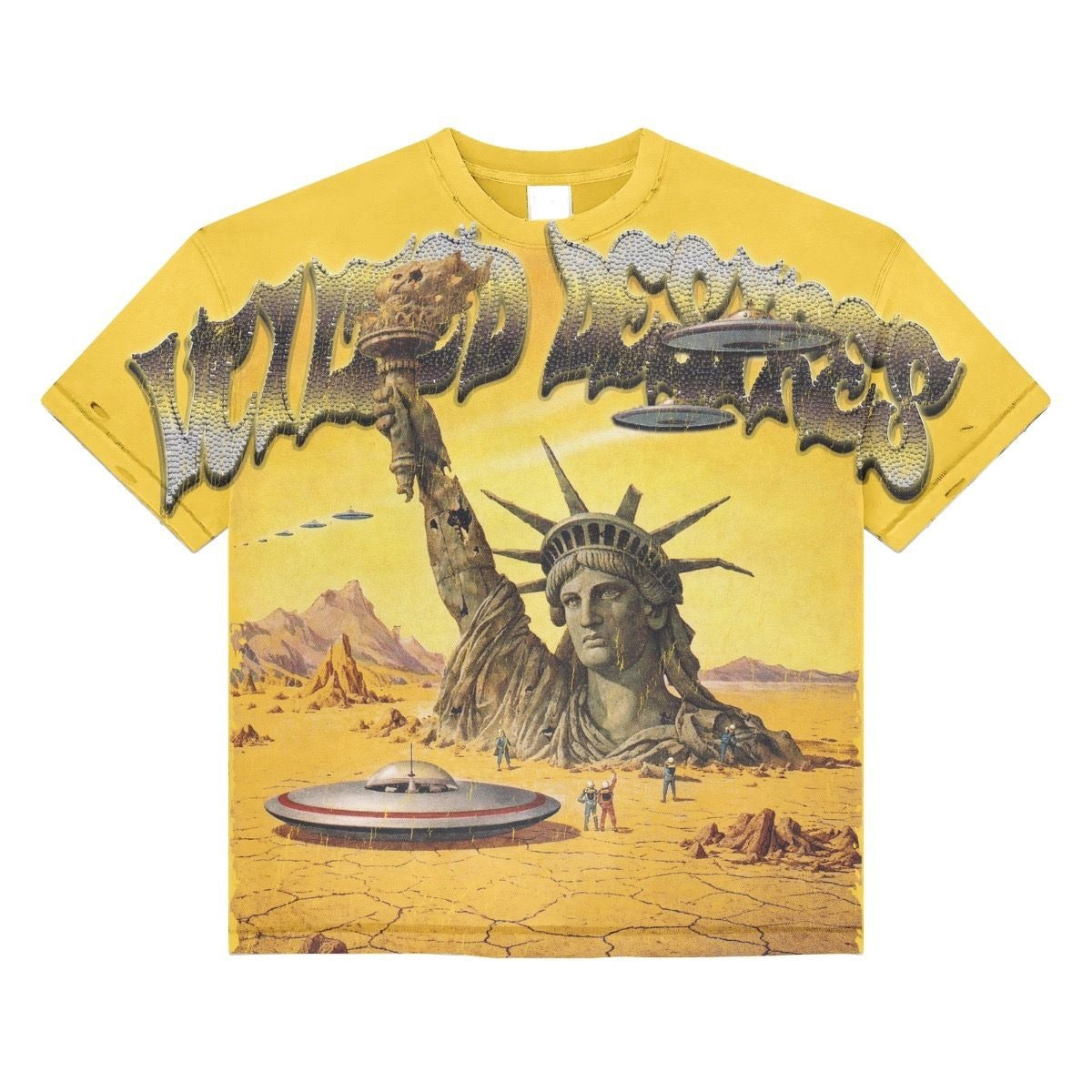 Vtilted - "Dune" Tee - Yellow Wash — front view