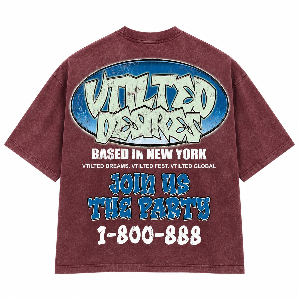 Vtilted - "1-800" Tee - Berry — front view