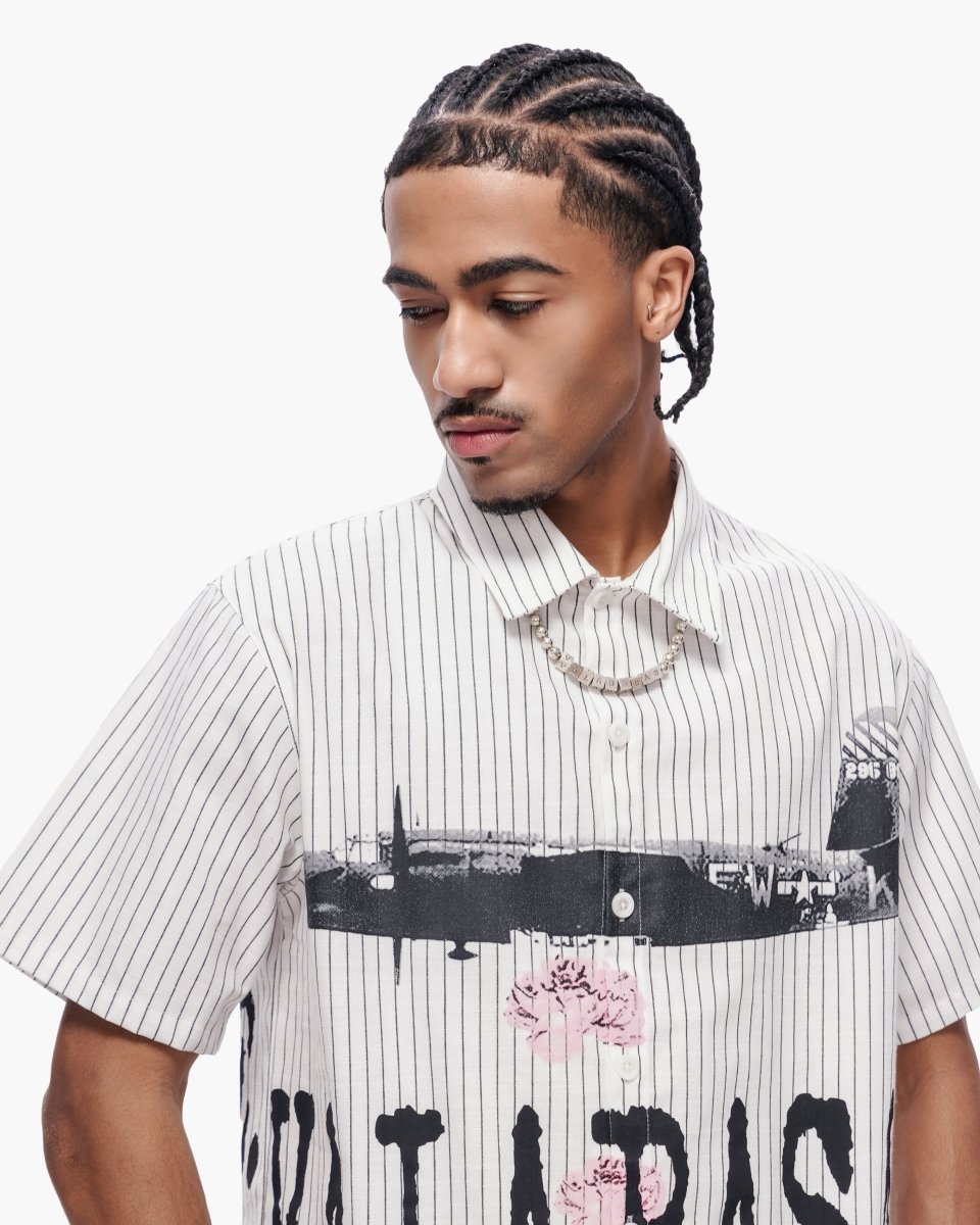 Valabasas - Flower Bomb Pin-striped BD - White