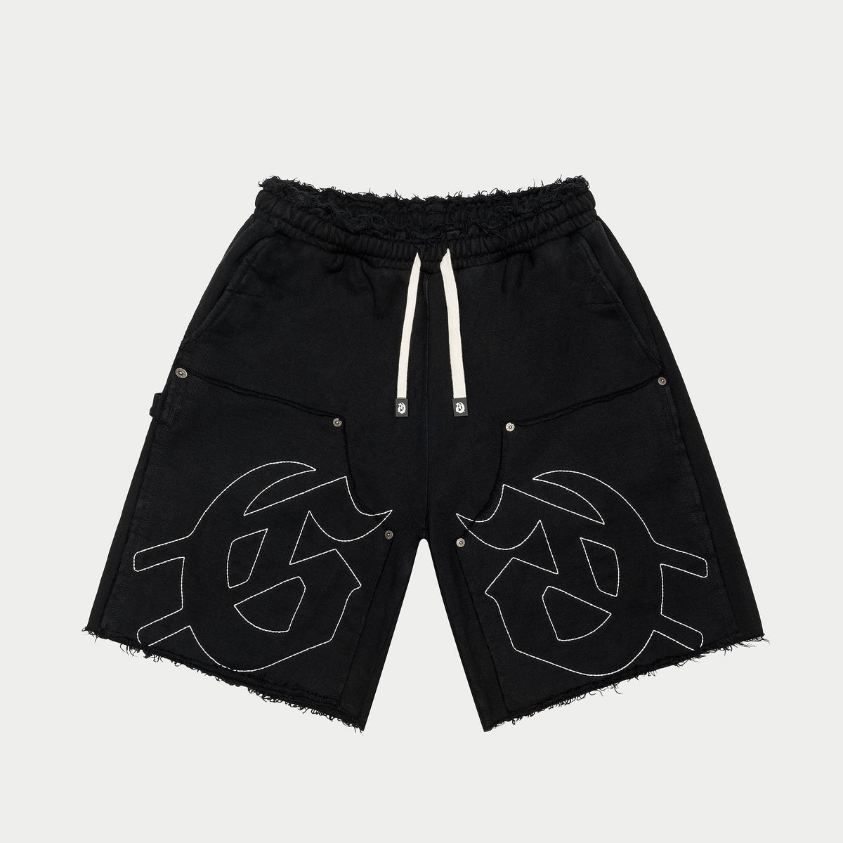 Godspeed - Carpenter Distressed Shorts - Black — front view