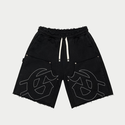 Godspeed - Carpenter Distressed Shorts - Black — front view
