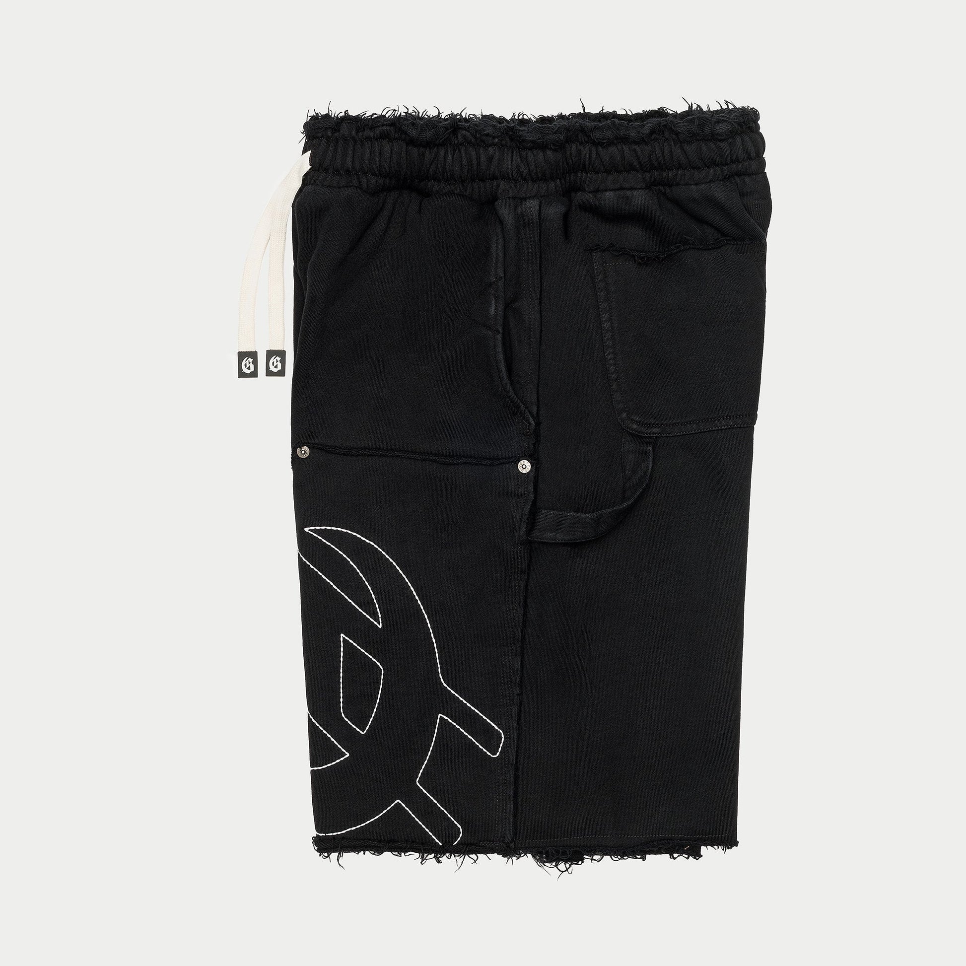Godspeed - Carpenter Distressed Shorts - Black — front view