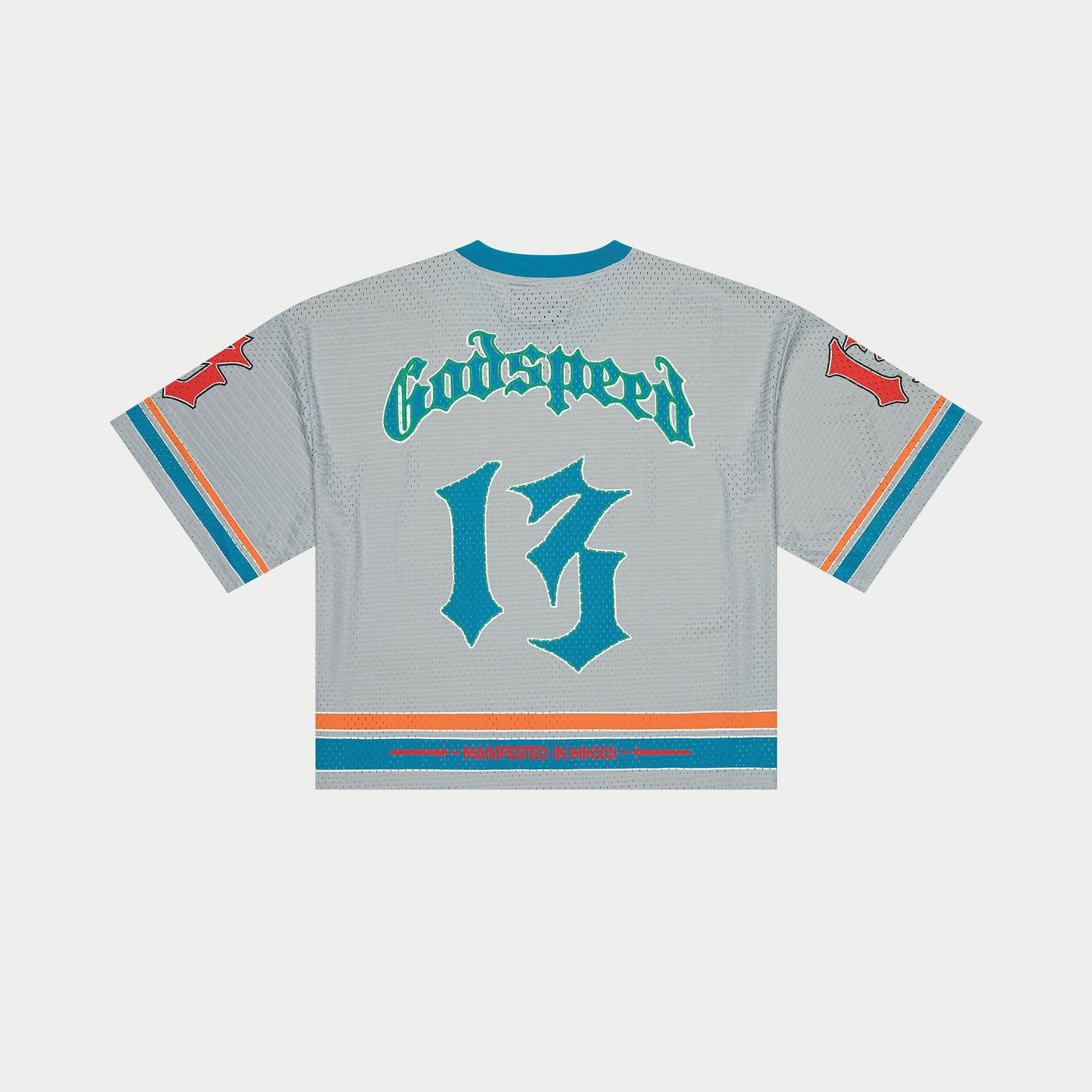 Godspeed - First Down Jersey (Grey/Blue/Orange) NYC — front view