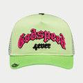 Godspeed - GS Forever Trucker Hat (Lime/pink) BOOM — front view