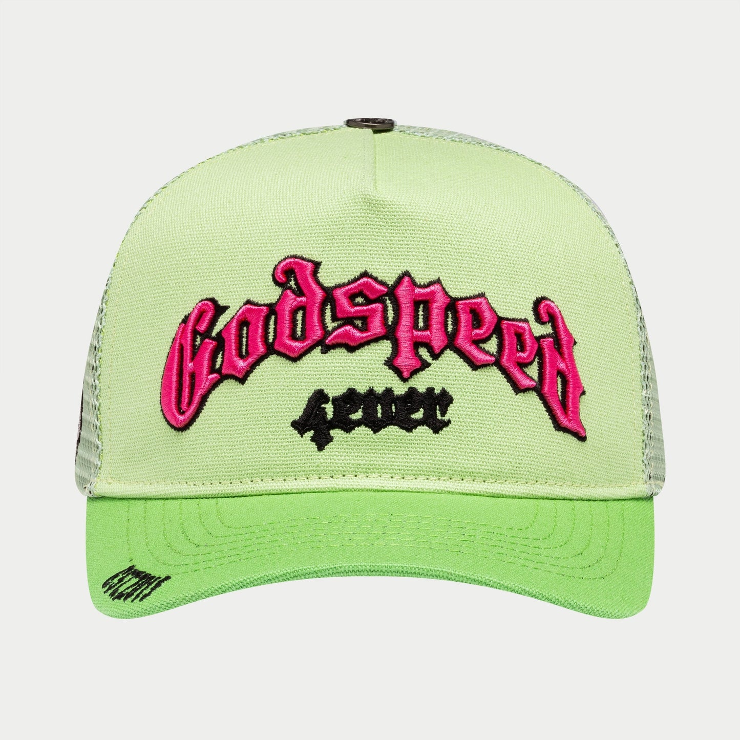 Godspeed - GS Forever Trucker Hat (Lime/pink) BOOM — front view