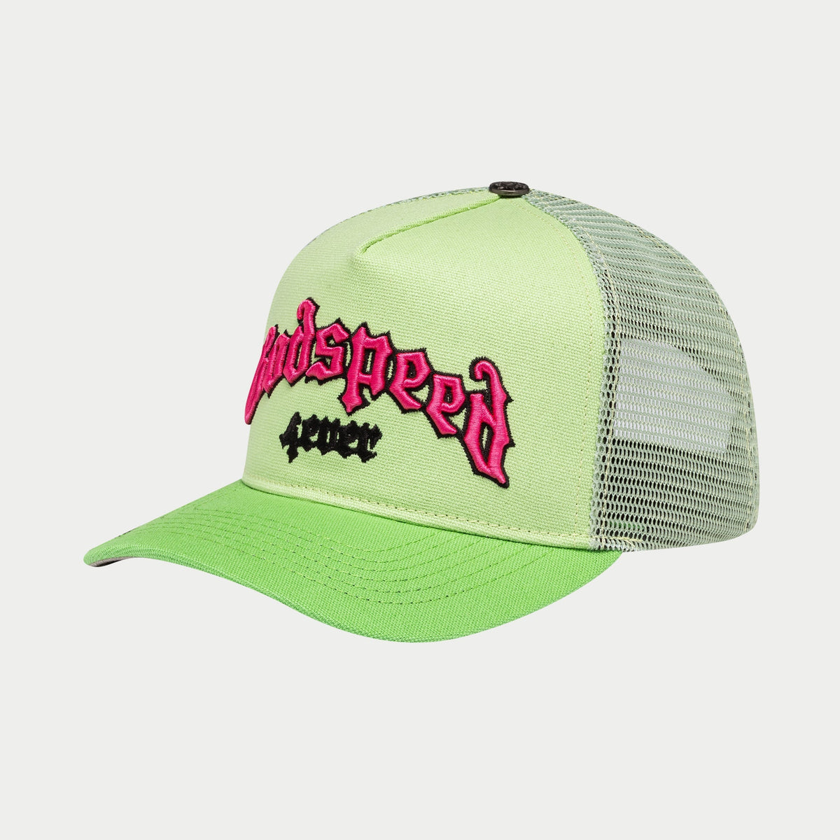 Godspeed - GS Forever Trucker Hat (Lime/pink) BOOM — front view