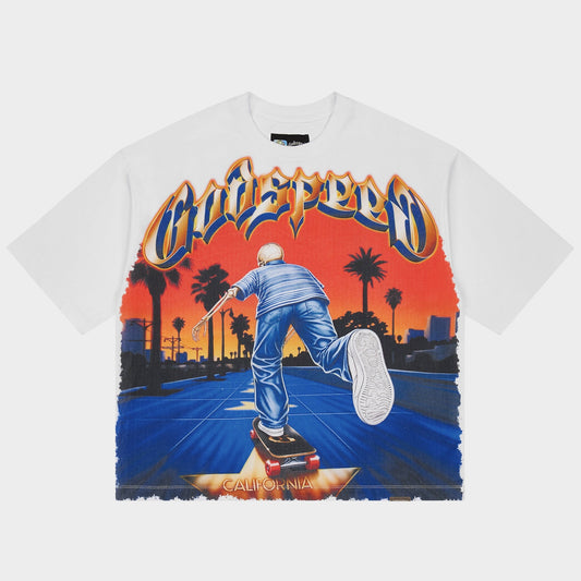 Godspeed - Kick Push Tee - White — front view