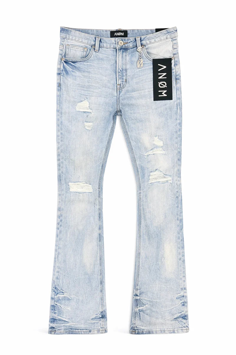 Anom Obscura Stacked Fit in Light Blue Wash denim — front view