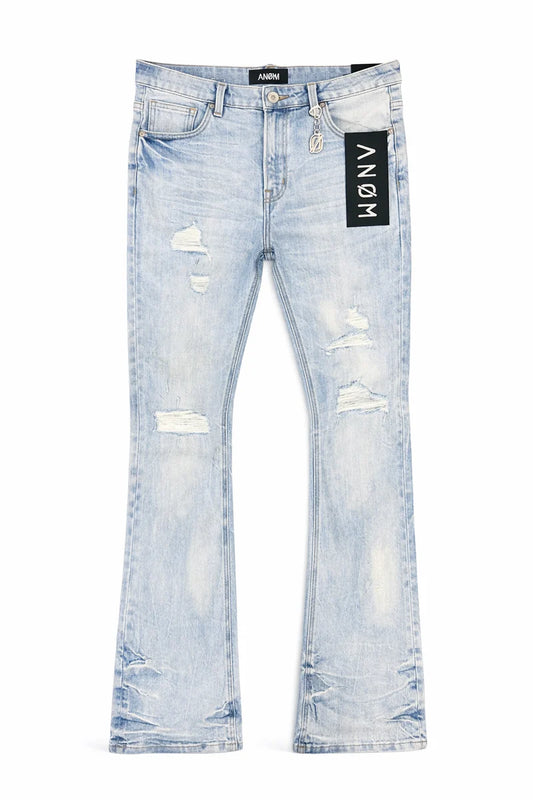 Anom Obscura Stacked Fit in Light Blue Wash denim — front view